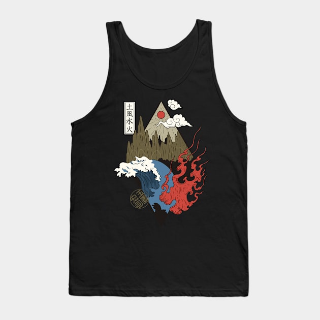 Cool Japanese Four Sacred Elements Tank Top by BamBam